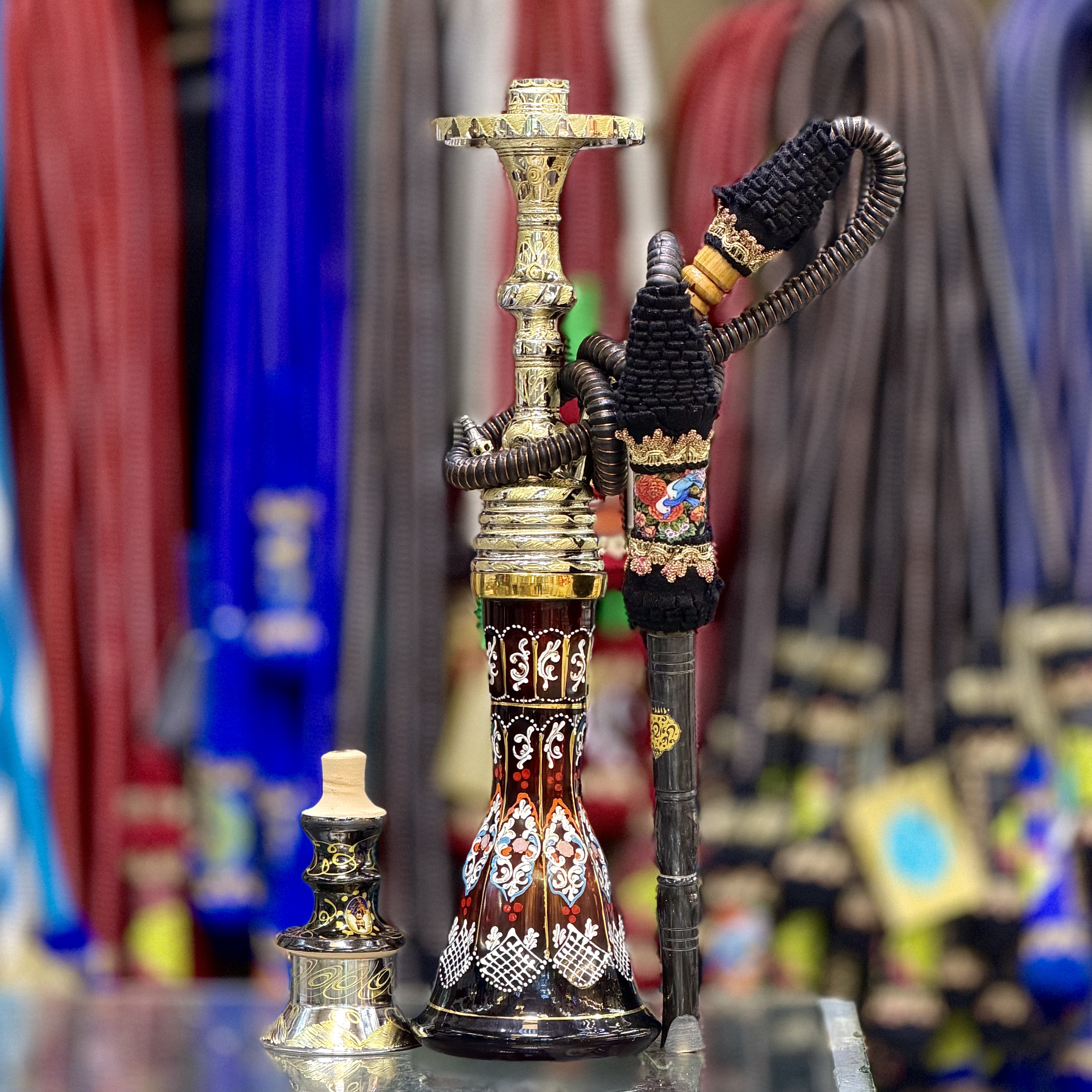 ست قلیان گلابی قلمزنی(۳۱)