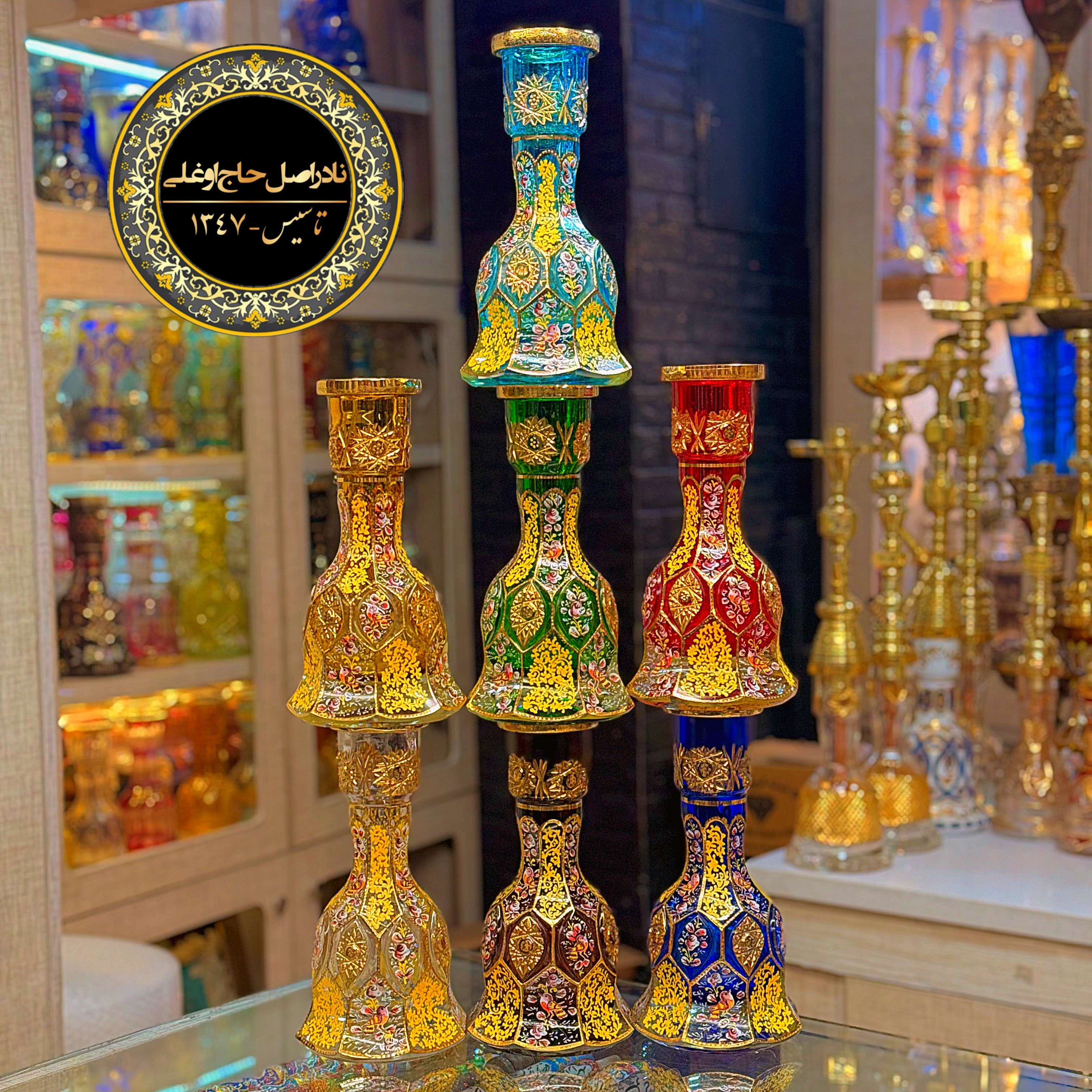 تنگ کریستال بادامی گل و مرغ